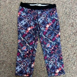 Soffe Women's Abstract Print Capris - Blue, Pink, and Black